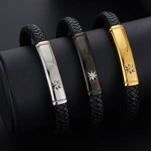 Pulsera y brazalete de moda para hombre de acero inoxidable 316L antideslustre, chapado en oro de 14K y 18K, espacios en blanco grabables para pulseras de hombre - Product Image 4