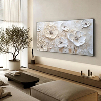 Peinture à l'huile moderne Fleur Blanche faite à la main, texture épaisse, couteau à palette, art mural 3D sur toile pour salon