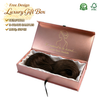 Caja de Regalo de Lujo para Extensiones de Cabello, Empaque Ecológico Personalizado con Materiales Reciclados, Lámina Dorada UV