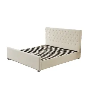 Новейшие Современные Простые Роскошные тканевые наборы для кровати, мебель для спальни, однотонный деревянный каркас, Двойной каркас для кровати размера "king-size"