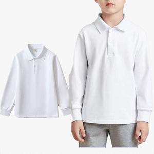 Polo à manches longues 100 % coton pour garçons, t-shirt blanc personnalisable pour grands enfants et filles, idéal pour l'automne - Product Image 3