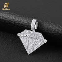 Pendentif NUOYA en argent sterling 925 avec moissanite en forme de diamant, micro-pavé, lettre chromée personnalisée, bijoux hip-hop pour hommes et femmes