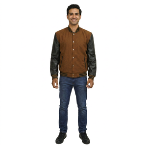 Chaqueta Letterman Personalizada de Marca de Moda Urbana para Hombre, Talla 4XL, Holgada, Bordada, Estilo Motociclista, Impermeable, con Bolsillos, Nueva - Product Image 1