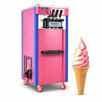 Machine à glace molle commerciale sur pied, 3 saveurs, 2100W, en acier inoxydable, pour magasin et restaurant