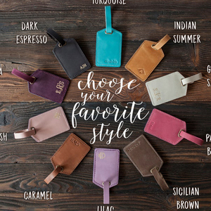 Etiquettes à bagages en cuir véritable avec logo personnalisé Porte-passeport vierge en PU Set d'étiquettes à bagages avec personnalisation Motif de lettres pour les voyages - Product Image 4