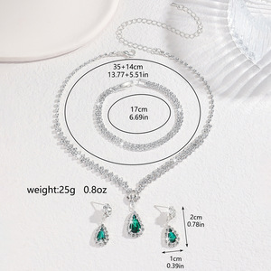 Impresionante Juego de Joyería Nupcial de Tres Piezas: Aretes, Collar y Brazalete, Accesorios al por Mayor para Tu Día Especial - Product Image 6