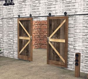 Kit de Herrajes para Puerta Corredera Tipo T WEKIS, Diseño Rústico Industrial en Negro, Acero y Latón Resistente para Exteriores y Sala de Estar - Product Image 6