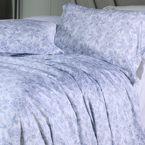 Sang Trọng Hữu Cơ In Sắc Nét Ai Cập Bông Percale Màu Xanh Hoa 300T Duvet Cover Set Cho Bộ Đồ Giường Tấm Phẳng Với Gối Trường Hợp - Product Image 2