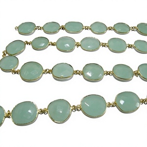 Cadena con Conector de Bisel de Calcedonia Azul de Forma Libre Tipo Briolette de 10-15 mm - Product Image 1