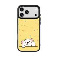 Coque de téléphone AG Feeling Black Edge avec motif Hello Bear doré pour iPhone 17, 17 Pro Max, 16 Pro, 15 – Coque magnétique
