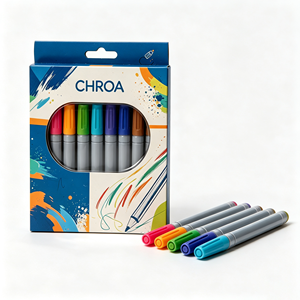 Custom Printed Stationery Disposable Foldable Marker Pen Packaging Paper Box with <b>Window</b> and Hanging - Product Image 2