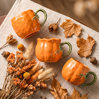 Mug à café en céramique sur le thème de l'automne nord-américain, motif citrouille, pour moka, petit-déjeuner, lait, flocons d'avoine, vaisselle de maison