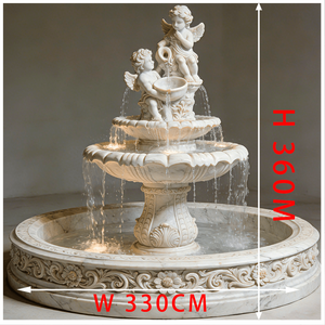 Statue d'ange en marbre blanc sculptée à la main, fontaine d'eau, <span class=keywords><strong>sculpture</strong></span>, fontaine de jardin d'ange pour la décoration de la cour de la villa - Product Image 3