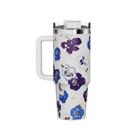 Vaso Térmico Personalizado de Acero Inoxidable |   Termo de 40 oz con Diseño de Orquídea Estilo Chino, Mantiene el Calor Durante 12 Horas, Portátil para Uso en Campamentos