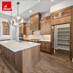 Armoire de rangement grande capacité Alland Half House, meubles de <span class=keywords><strong>cuisine</strong></span> modernes en bois massif chêne rouge avec porte vitrée, buffet en bois pour <span class=keywords><strong>cuisine</strong></span> - Product Image 1