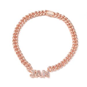 UWIN personalizar conectado Baguette carta nombre encanto con la CZ cubano cadena collar - Product Image 5