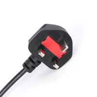 Cable de Alimentación Carryon BS de 3 Pines con Enchufe UK de 1m y 16A, 2 Tomas de Corriente Alterna, Certificación VDE CE, Conductor 100% Cobre, Extremo C17, para Electrodomésticos