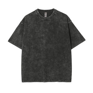 Camiseta Oversize Negra con Estampado DTG, Lavado Ácido, Estilo Vintage, Personalizada para Hombre, Venta al por Mayor OEM - Product Image 2