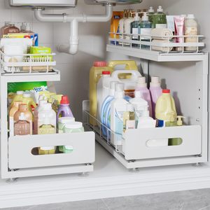 Étagères à épices de cuisine modernes à double niveau en acier au carbone de haute qualité, anti-corrosion, multi-usages, tiroirs coulissants pour armoires - Product Image 1