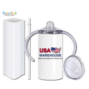 US Warehouse Wholesale Bulk 12oz 12 oz Baby Skinny Straight 12ounce White Blanks Sublimation Tumbler Kids Sippy Cup with Two Lid