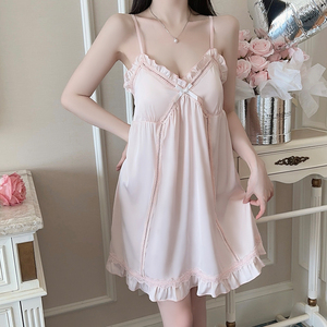 Cộng với kích thước <span class=keywords><strong>satin</strong></span> nightdress xf5822 cám dỗ băng lụa phong cách với sexy lười biếng miếng đệm ngực ngọt ngào tinh khiết mong muốn thiết kế phiếu - Product Image 5