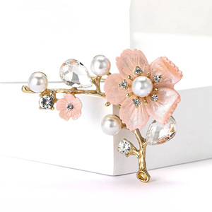 Esmalte Plum Blossom Ramo Broches para Mulheres Unisex Flor Pinos 4 cores Disponíveis Acessórios Do Partido Do Escritório Presentes (BR192) - Product Image 3