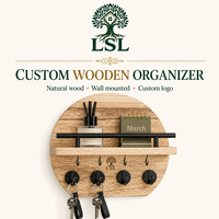 Porte-clés et porte-lettres mural multifonctionnel en bois rustique personnalisable pour l'entrée de la maison, organisateur décoratif 8