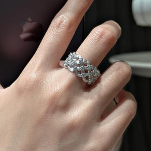 Bague ajustable en argent pur S925, design vintage de niche, rétro, élégante, tempérament, incrustation en forme de chiffre - Product Image 2