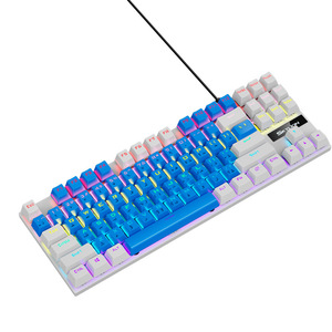 Wired Gaming Keyboard Three Color Splicing Light Up Mechanical Feeling Keyboard Desktop <b>Computer</b> <b>Accessories</b> - Product Image 1