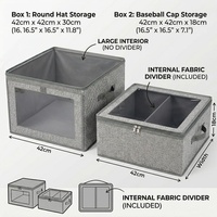 Organisateur de chapeaux empilable carré pour casquettes de baseball et chapeaux à large bord, avec fenêtres transparentes sur le devant et le dessus, pliable pour placard