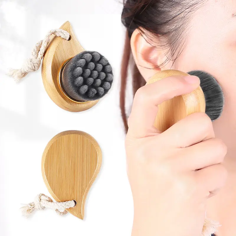 Manual Facial Cleansing Brush Charcoal Fiber Face Brushes Soft Facial Cleanser Facial Skin Care Tool pore cleaner Bamboo Handle