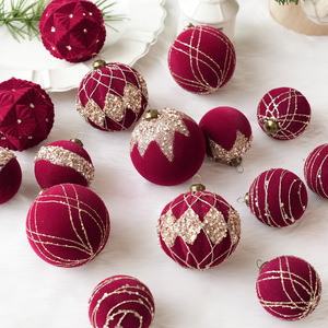12PCS Velvet <b>Glitter</b> Christmas Tree Balls Ornaments Shatterproof Plastic Decorative Baubles Decorations for Xmas Tree Decor - Product Image 2