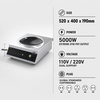 Gewerblicher 5000W Konkaver Induktionsherd 110V 220V Hochleistungs-Wok-Kocher für Chinesische Restaurants Asiatische Großküchen