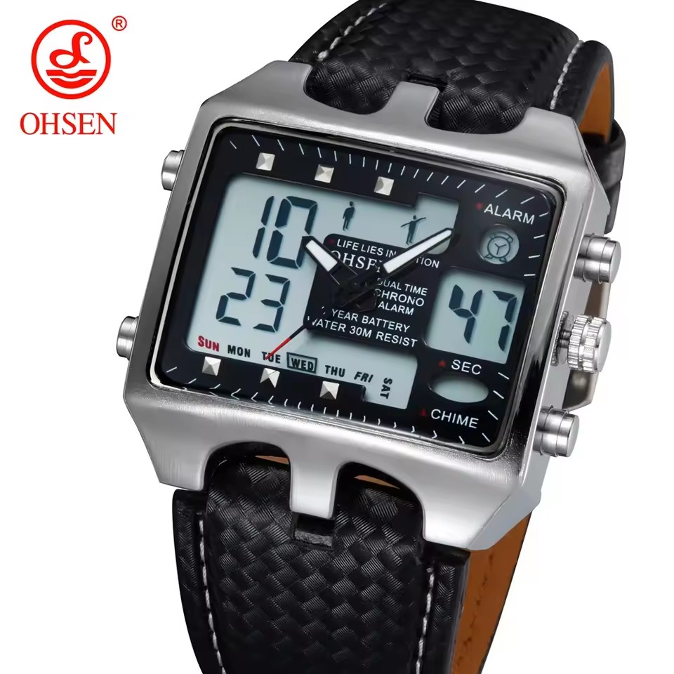 2 Silver Case Black Dial