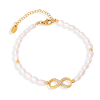 Bracelet de perles d'eau douce pour femme, best-seller, avec pendentif symbole infini incrusté de zircon