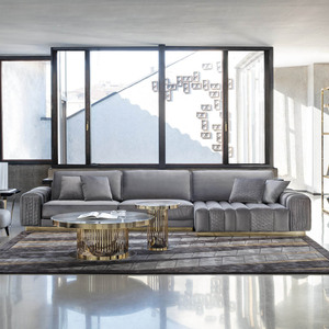 Sofá Seccional Modular en Forma de L, Blanco y Gris, Estilo Nórdico de Lujo para Villa, Sofá Seccional Italiano de Alta Gama DS-CHARISMA-01- GIORGIO COLLEC - Product Image 1