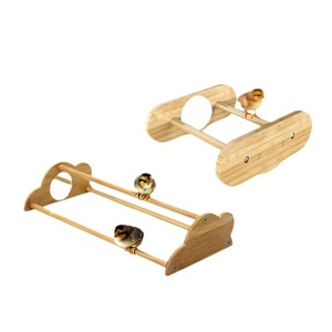 Perchoir en bambou pour perroquet, perchoir en bois massif pour coq et poule, support d'entraînement pour oiseaux avec miroir double face. - Product Image 1