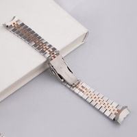 Bracelet de montre en acier inoxydable Jubilee pour Seik SKX 007, 22 mm, bicolore argent et or rose, extrémités courbées solides