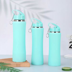 Leakproof Straw Cap Sports Vacuum Flask 600ml <b>750ml</b> 304 Stainless Steel <b>Water</b> <b>Bottle</b> Handle Design for Camping Gym Travel - Product Image 4