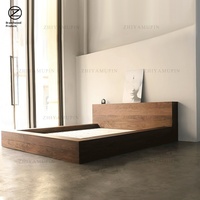 Nordisches Japanisches Massivholz-Tatami-Bodenbett Niedriges Modernes Minimalistisches Maßgefertigtes Hauptschlafzimmerbett