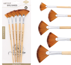 Bview Art <span class=keywords><strong>Pinceau</strong></span> de <span class=keywords><strong>peinture</strong></span> à l'<span class=keywords><strong>huile</strong></span> <span class=keywords><strong>Pinceau</strong></span> en forme d'éventail Lot de 5 brosses à poils en nylon - Product Image 2