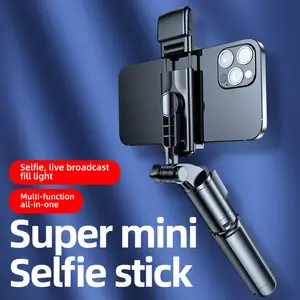 V05S Bluetooth Selfie Stick Tripod Wireless Remote Mini Extendable Phone Selfie Stand Holder Selfie Stick With LED Fill Light