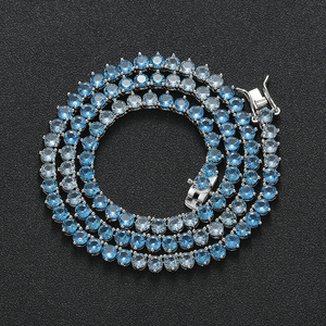 BC164 Collar de cadena de tenis de 4mm Colorido Collar de tenis de piedra azul colorido de <span class=keywords><strong>3</strong></span> puntas - Product Image 3