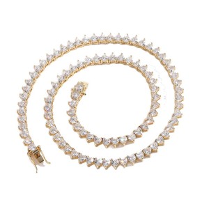 4mm Single Row Zircon Heart Tennis Chain Hip Hop Copper Inlaid Zircon <b>Couple</b> Light Luxury Love <b>Necklace</b> - Product Image 5