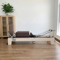 Máquina de Entrenamiento de Yoga Multifuncional, Cama de Pilates Profesional para Estudio, Ajustable, Telescópica, de Madera Rosa, Reformer Comercial