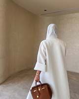 Robe de prière personnalisée OEM à faible MOQ, Abaya de luxe islamique pour femmes, en tissu sandwich blanc, style ample de Dubaï, pour l'Aïd et le Ramadan