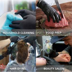 Gants Jetables 100% Nitrile Noirs Bleus 9 Pouces pour Coiffeur Tatoueur Salon de Manucure et d'Esthétique Gants Roses Boîte Personnalisée Sans Latex - Product Image 4