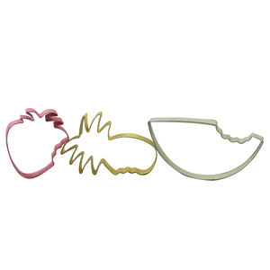 Juego de 3 cortadores de galletas con temática de frutas de verano, piña, sandía, fresa, 144 Uds., caja de moldes personalizados para sellos de galletas - Product Image 1