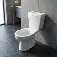 WC en céramique deux pièces de qualité supérieure avec siphon en S, réservoir et raccords LLC, et couvercle de siège de toilette