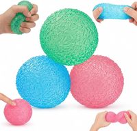 Lot de 3 grandes balles anti-stress texturées ondulées faites à la main, jouets sensoriels Mochi Squishy en cristal, modelables, en gelée de sucre et de maltose, personnalisables